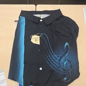 Men's Black and Blue Treble Clef Shirt